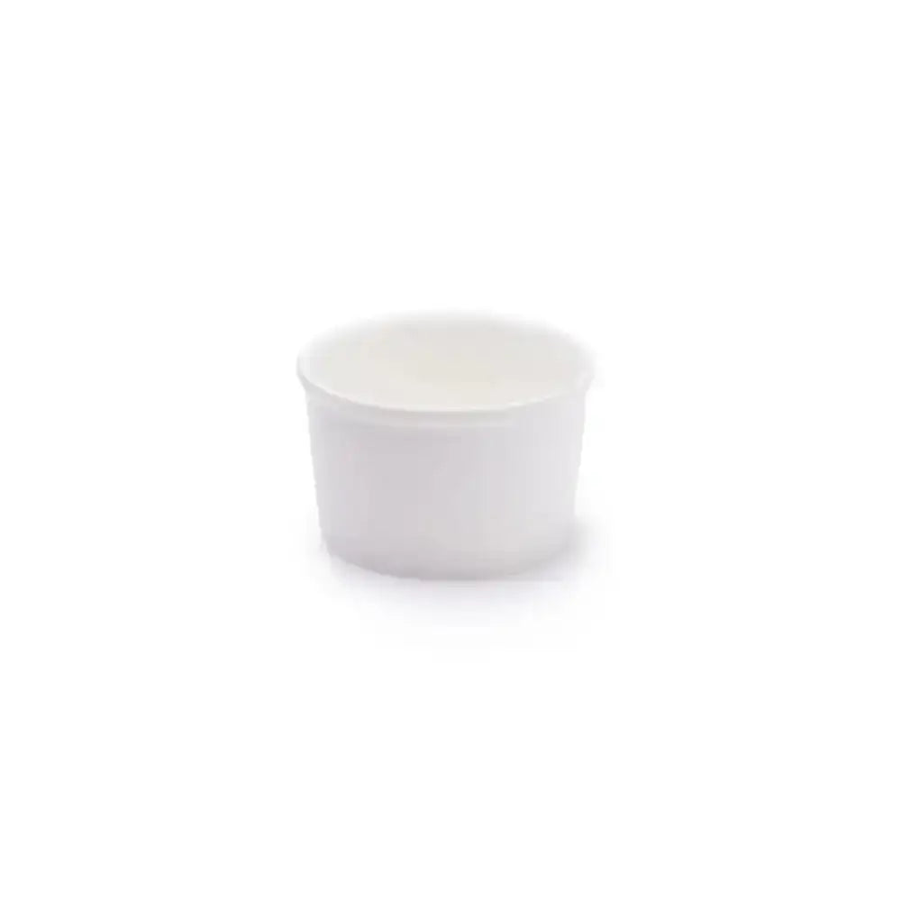 White ceramic ramekin on a white background