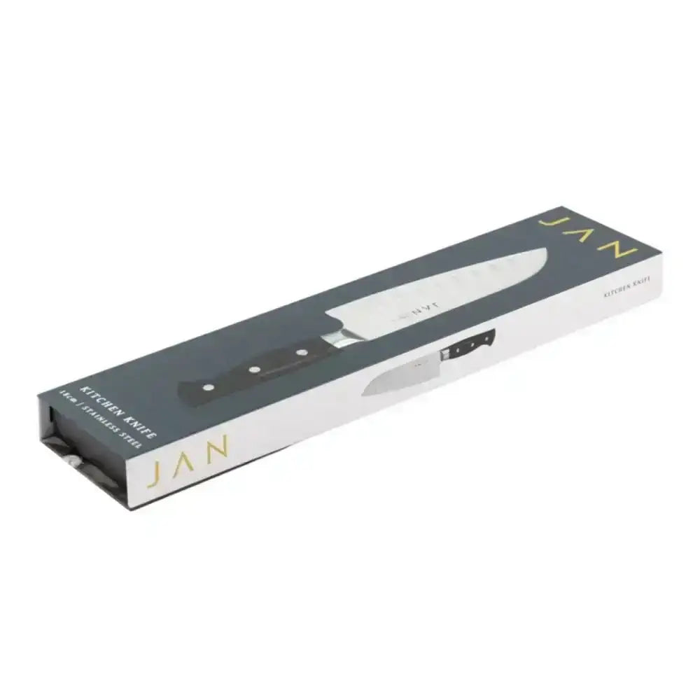 Knife in a JAN branded box on a white background