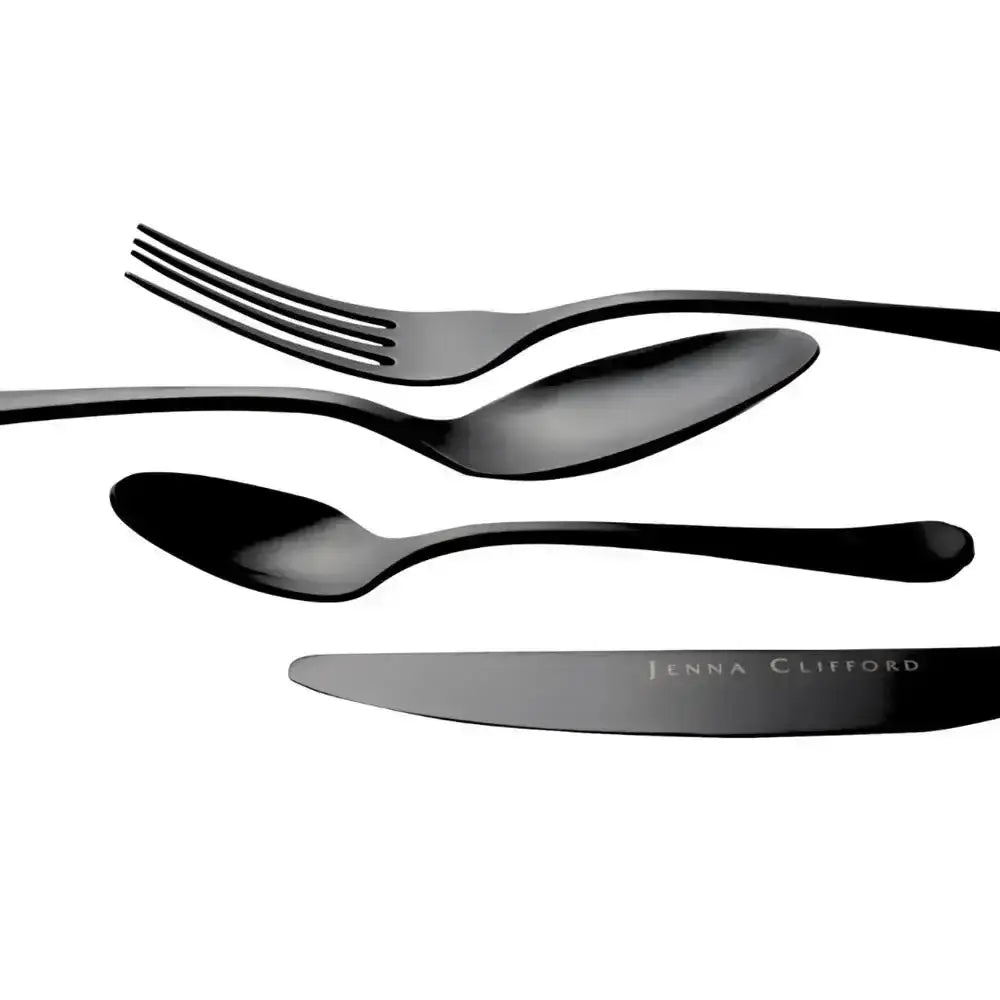 Jenna Clifford Modera Satin Black Cutlery Set 16 Piece.
