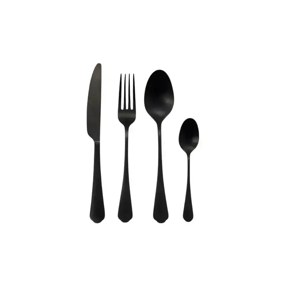 Jenna Clifford Modera Satin Black Cutlery Set 16 Piece.