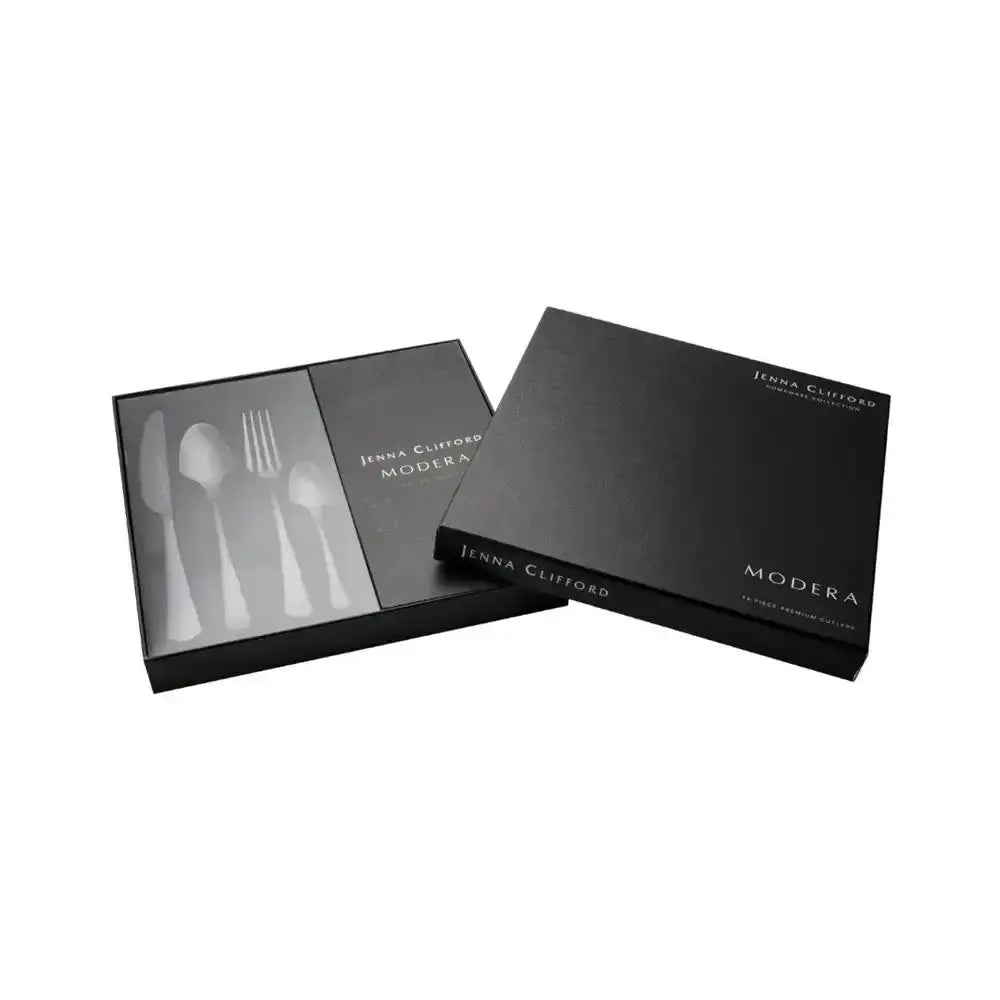 Jenna Clifford Modera Satin Black Cutlery Set 16 Piece.