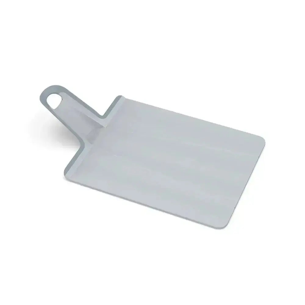 Gray plastic cutting board on a white background