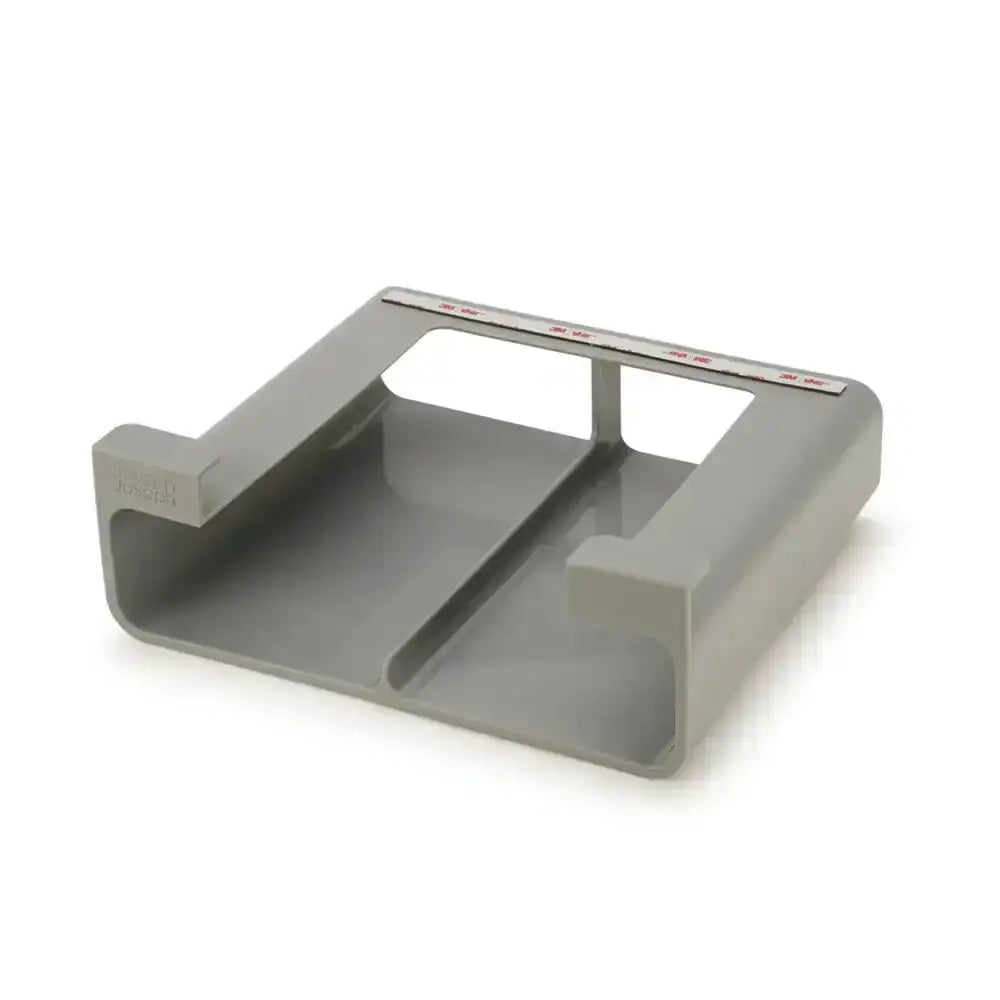 Gray desk organizer with a handle on a white background