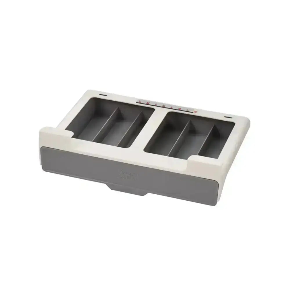 Gray and beige drawer insert on a white background