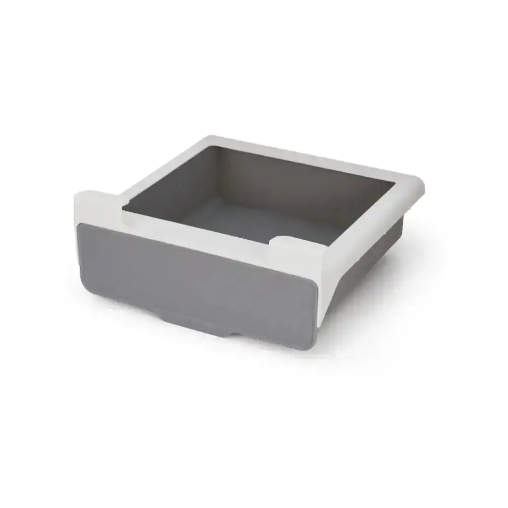 Gray and white rectangular container on a white background