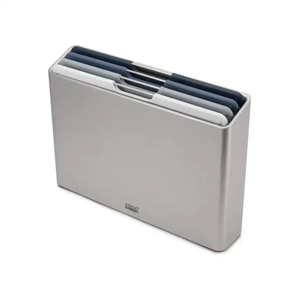 Gray container with color-coded boards on a white background