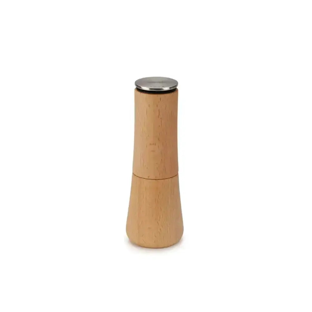 Wooden pepper grinder on a white background