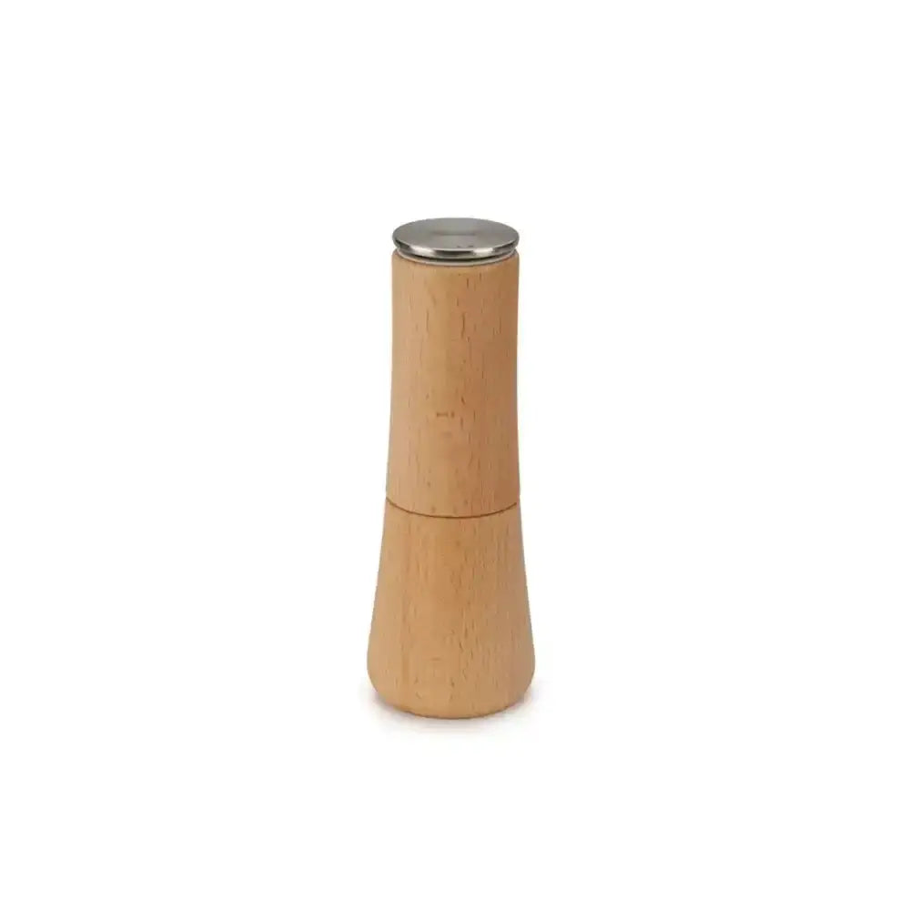 Wooden pepper grinder on a white background
