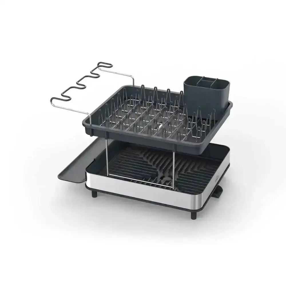 Dish drying rack with shelves on a white background