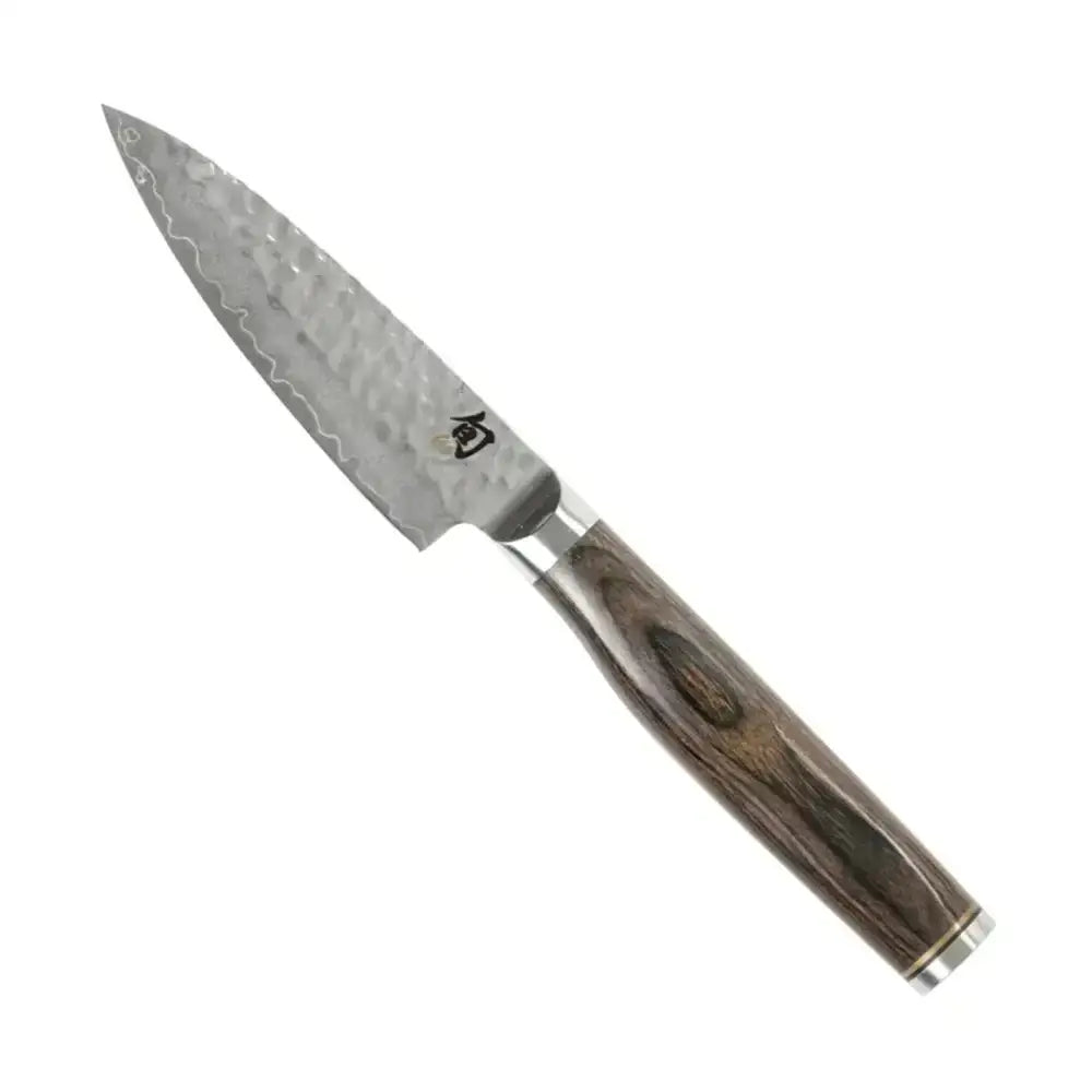 Knife with a wooden handle on a white background