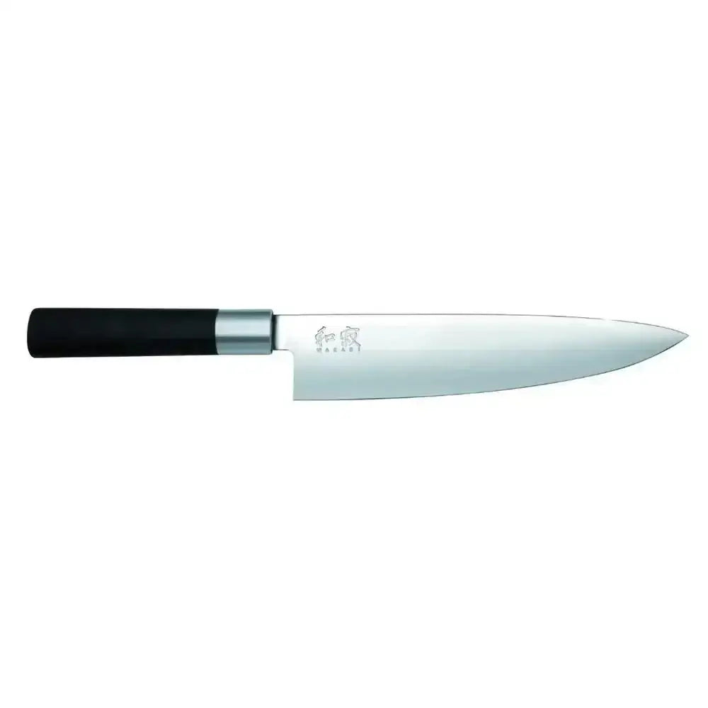 Knife with a black handle on a white background