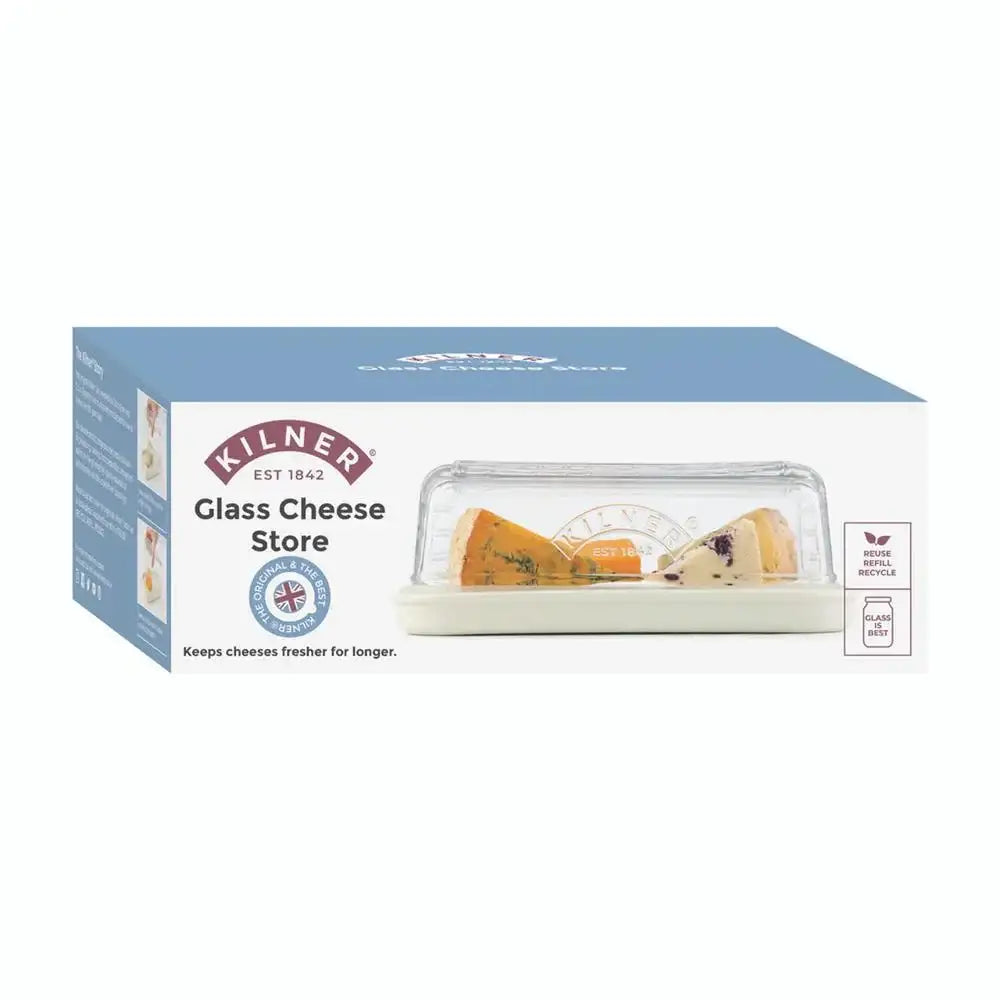 Kilner glass cheese store packaging on a white background
