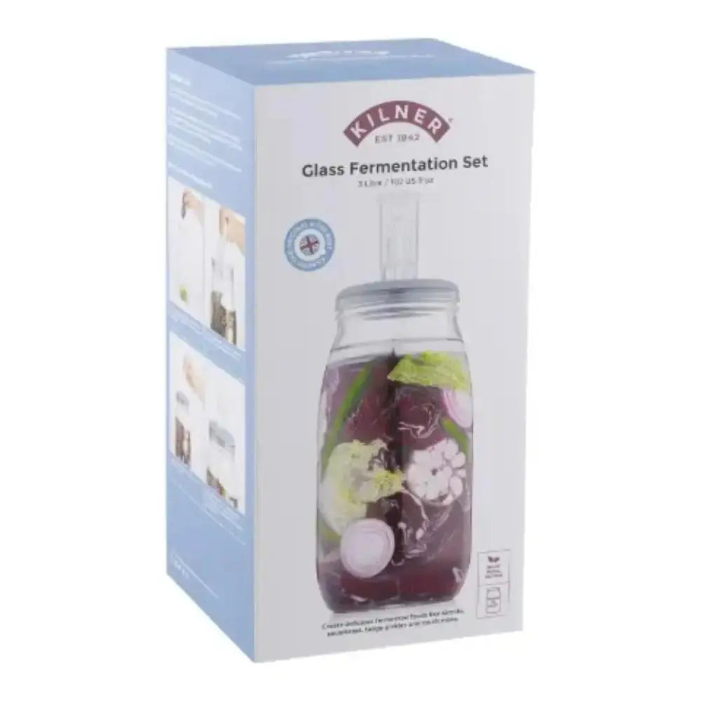 Kilner glass fermentation set packaging on a white background