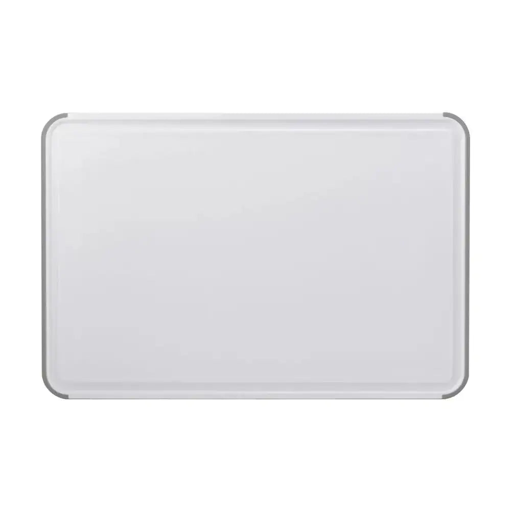Rectangular white tray on a white background