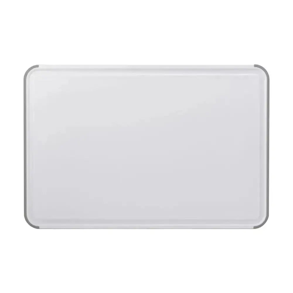 Rectangular white tray on a white background