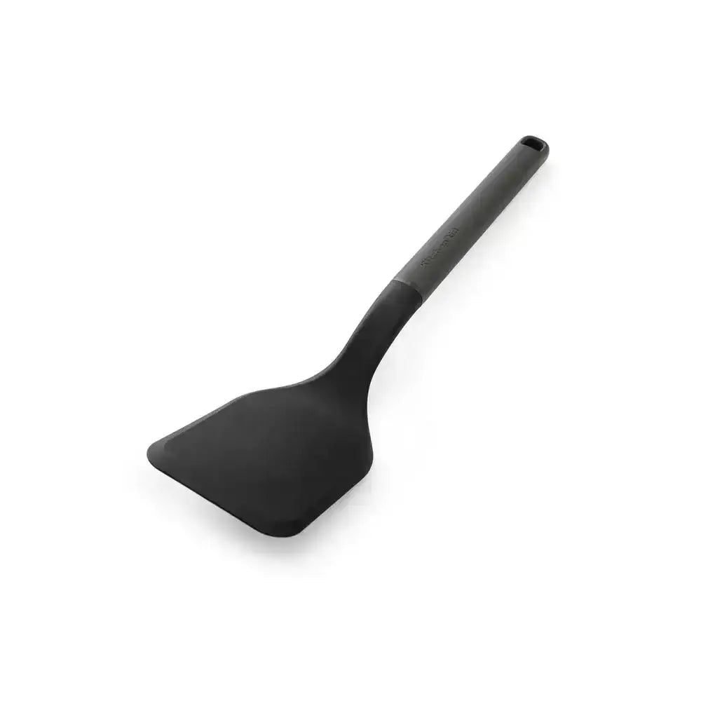 Black silicone spatula kitchen aid classic nylon solid turner grey with smooth non slip handle and rounded edges