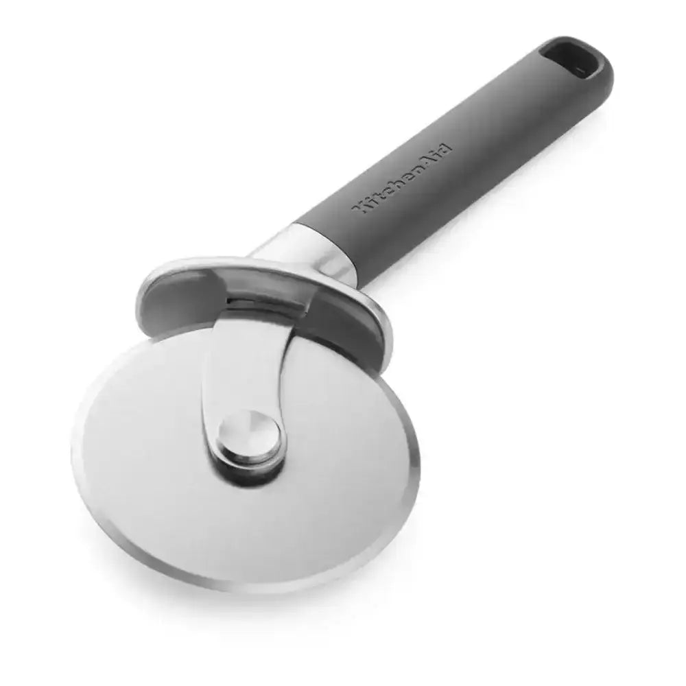 Pizza cutter with gray handle on a white background