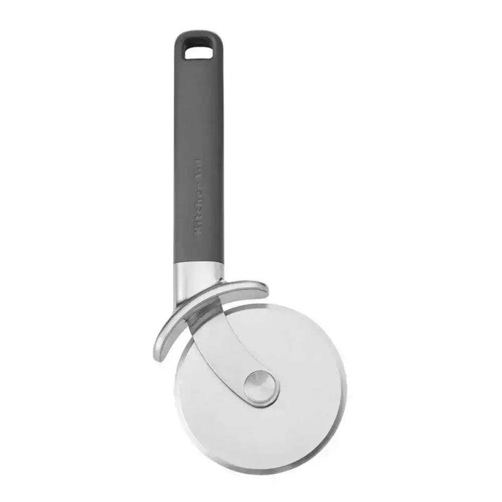 Pizza cutter with black handle on a white background
