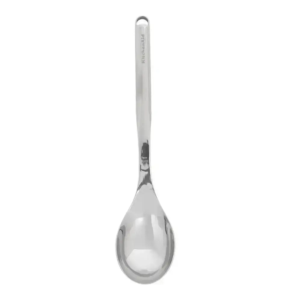 Silver spoon on a white background
