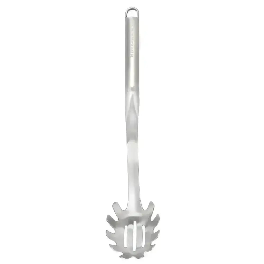 Metallic kitchen utensil on a white background