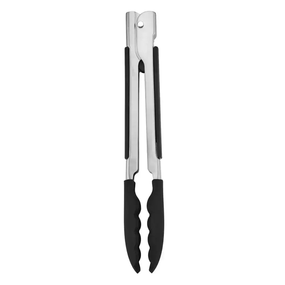Pair of tongs with black handles on a white background