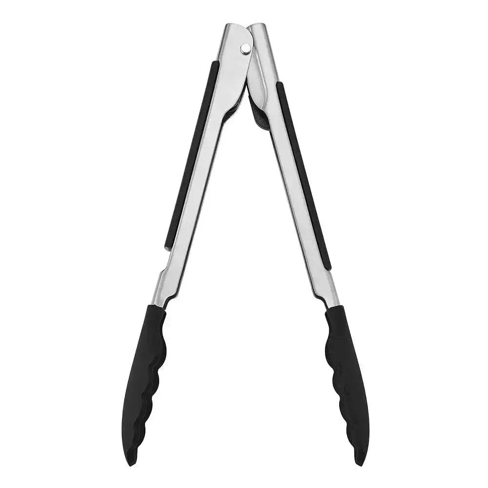 Pair of tongs with black handles on a white background