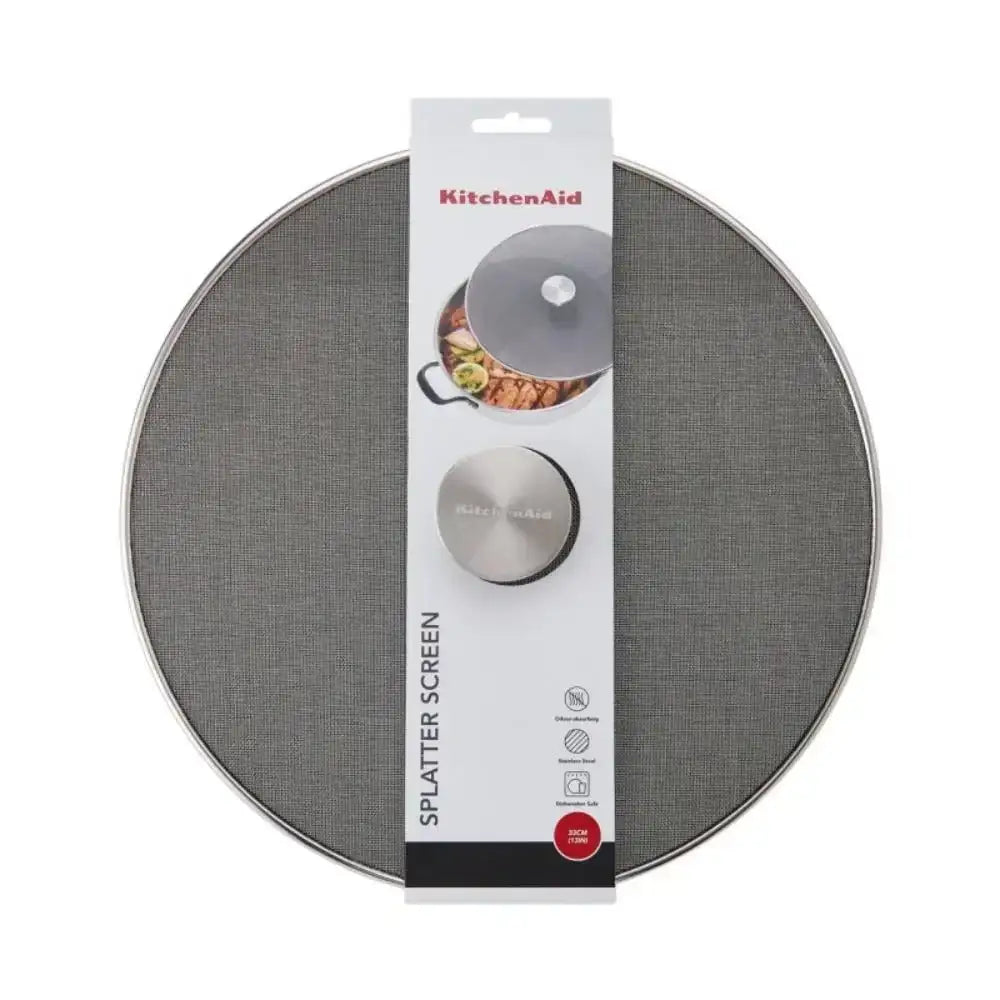 KitchenAid splatter screen with packaging on a white background