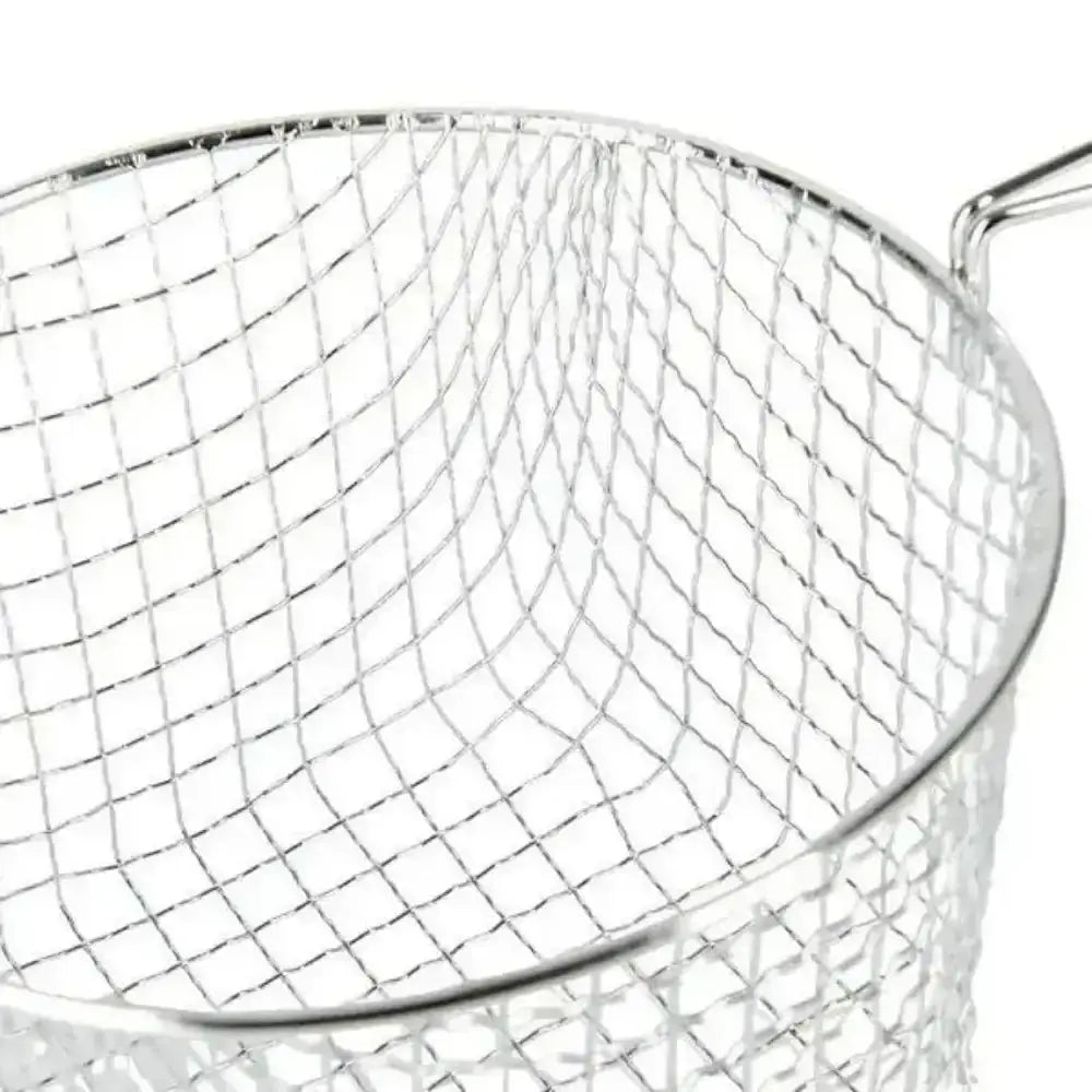 Metal mesh basket on a white background