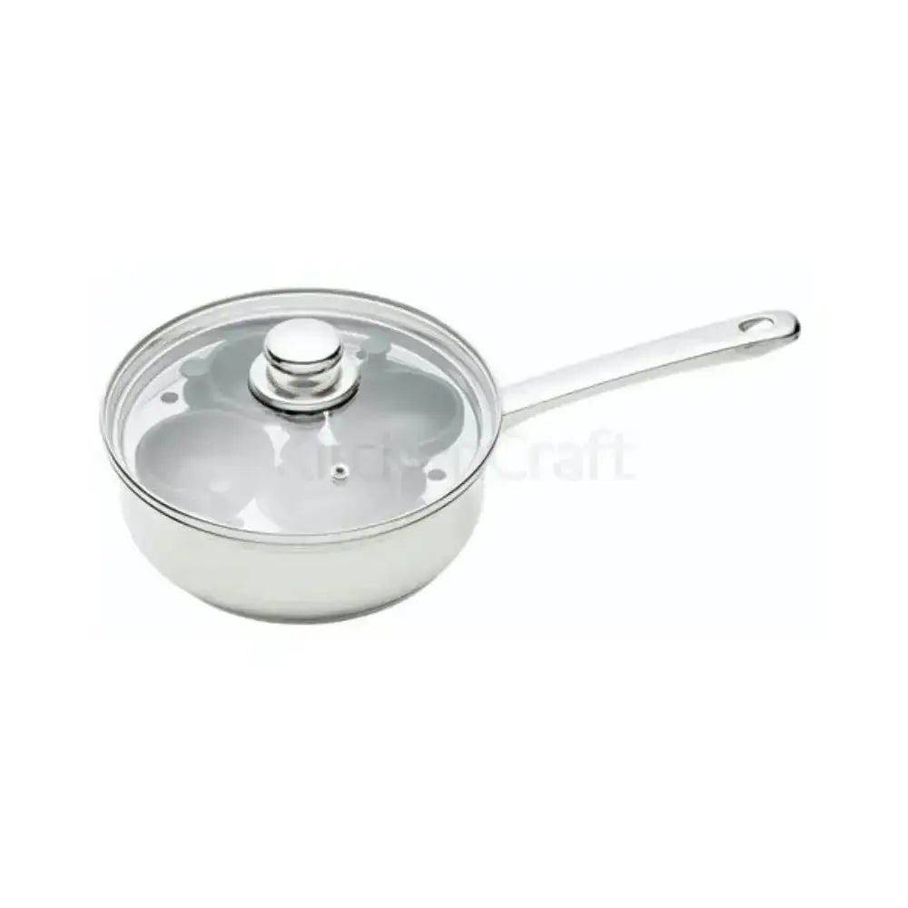 Stainless steel saucepan with glass lid on a white background