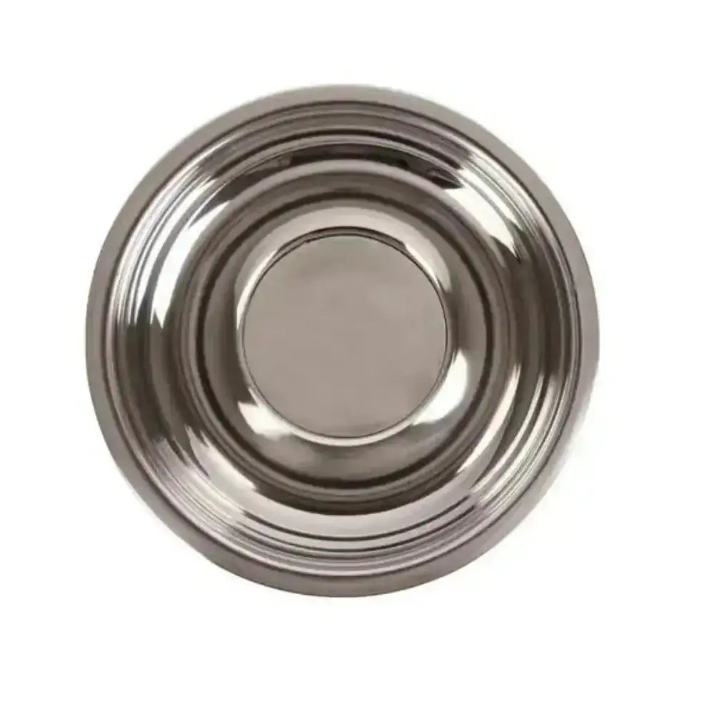 Stainless steel bowl on a white background