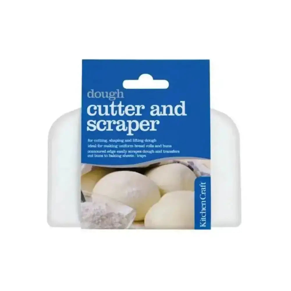 Dough cutter and scraper with packaging on a white background