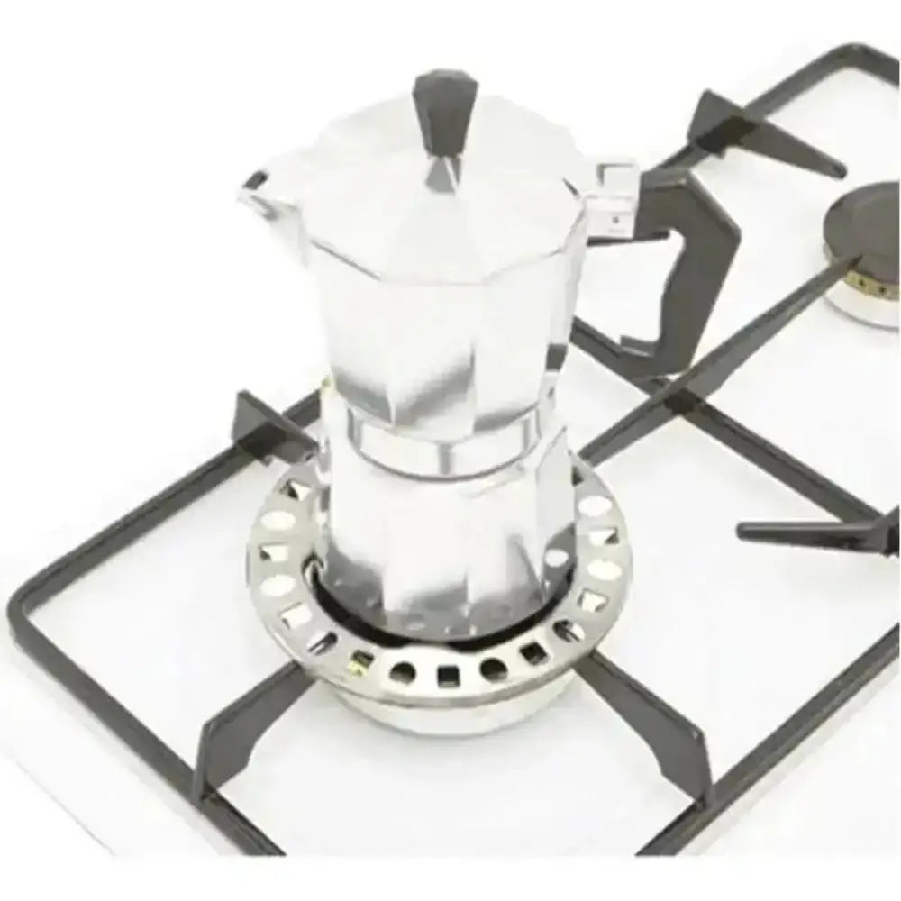 Silver coffee maker on a gas stove