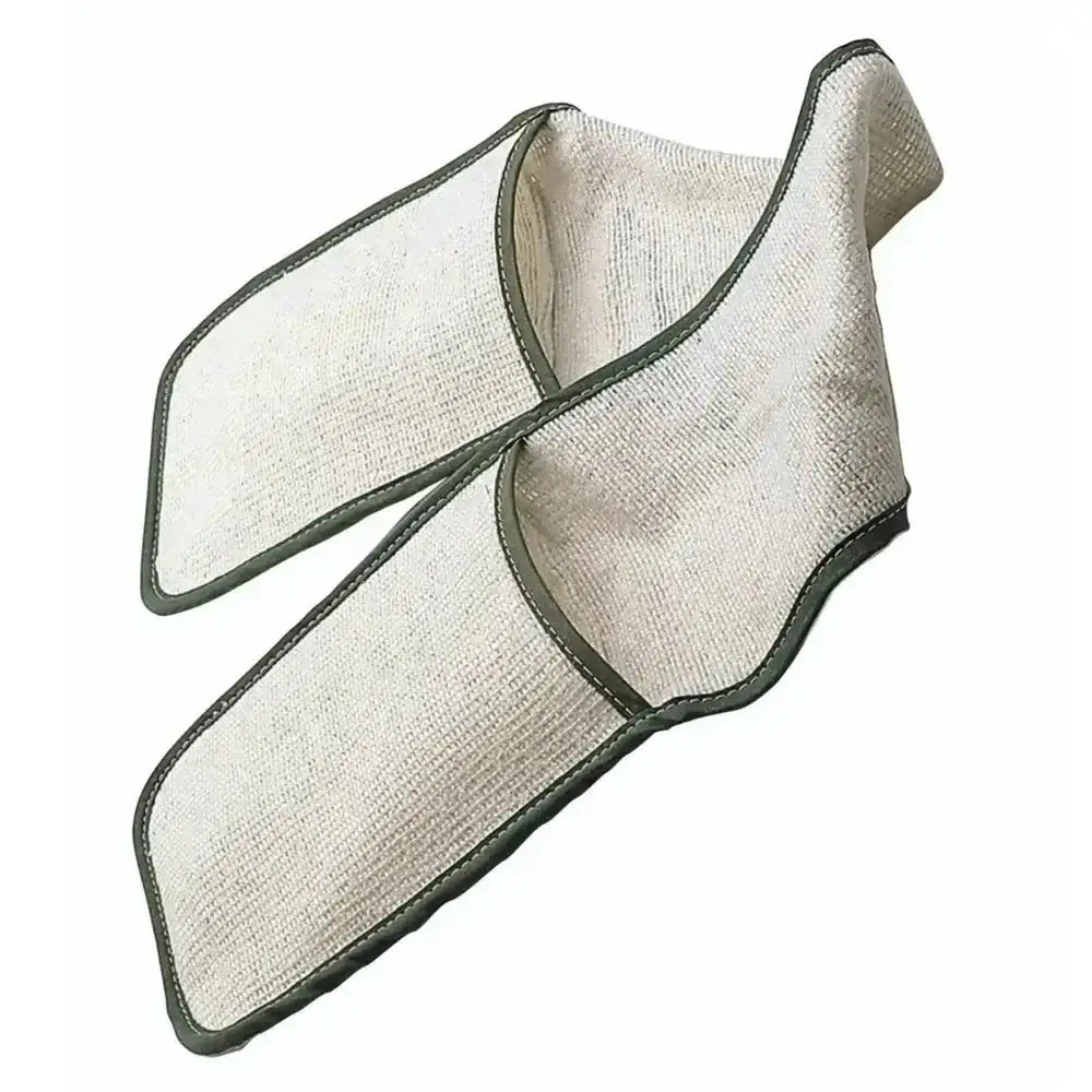 White microfiber cloth with green border on a white background