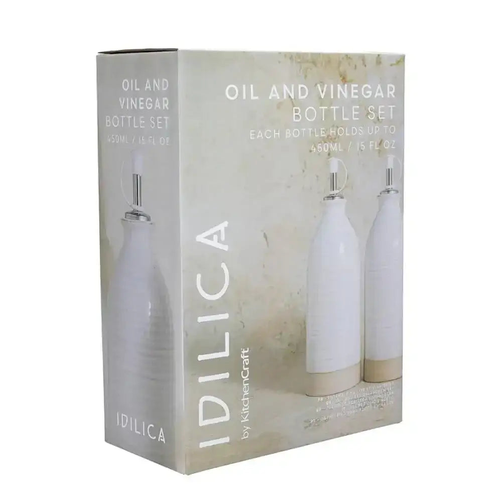 Cream oil and vinegar bottle set, 450ml, in modern packaging, ideal for kitchen storage.