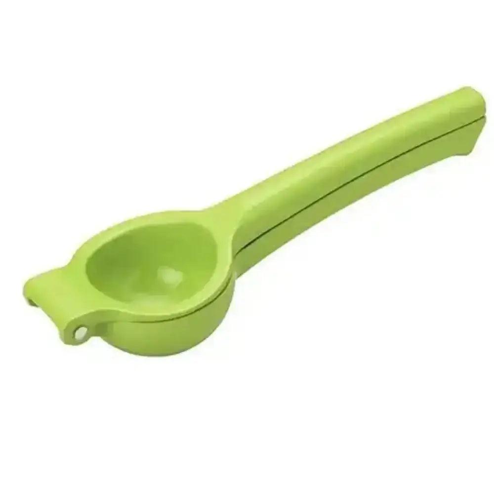 Green citrus squeezer on a white background