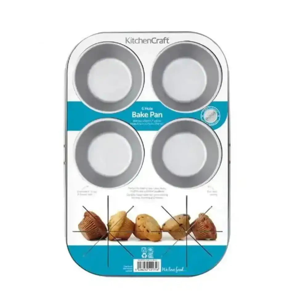 KitchenCraft 6-hole muffin tin on a white background