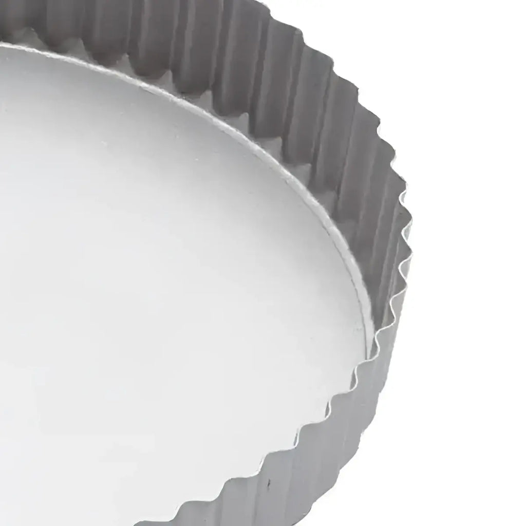KitchenCraft silver metallic non-stick loose base tart pan with fluted ridged edge 245cm for flan and quiche