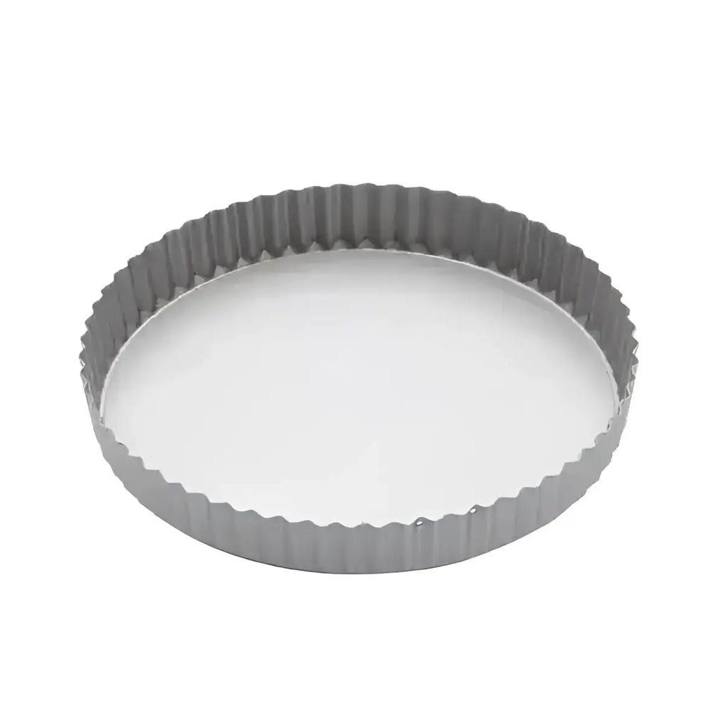 Gray fluted metal tart pan kitchenCraft non-stick loose base flan tin 24.5cm for baking quiches and tarts