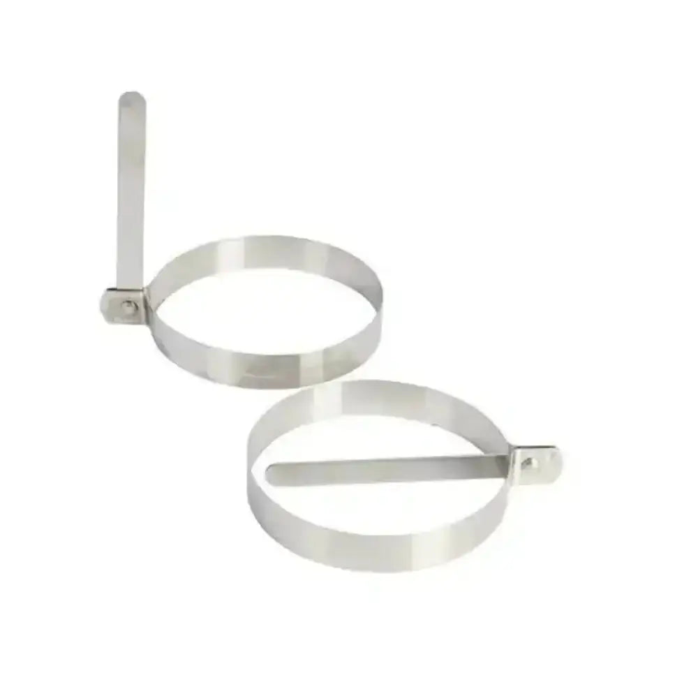 Two metal ring clamps on a white background