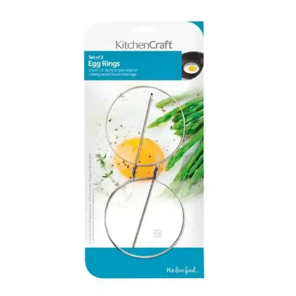 KitchenCraft egg ring set packaging with an egg and asparagus on a white background