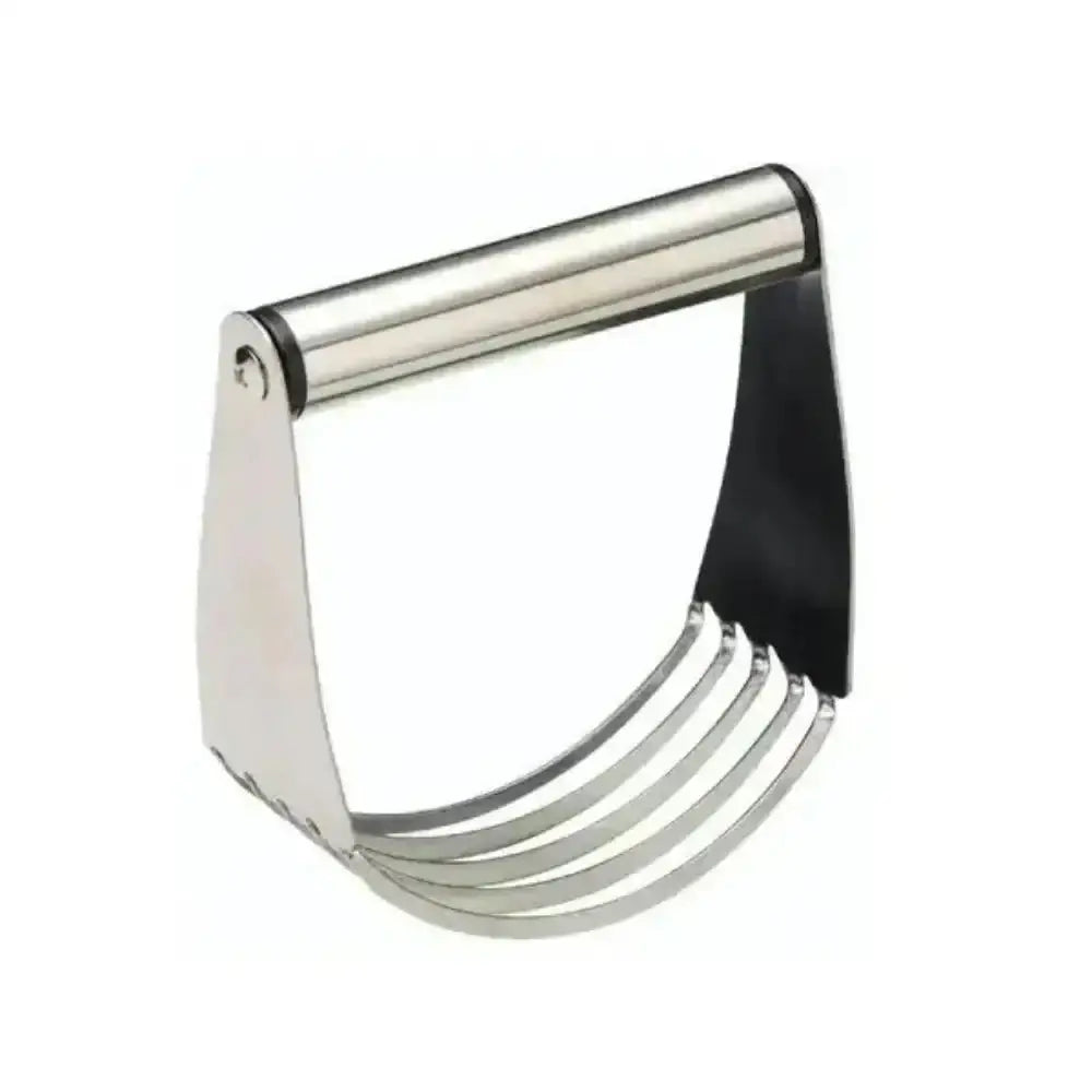 Metallic kitchen tool with a handle on a white background