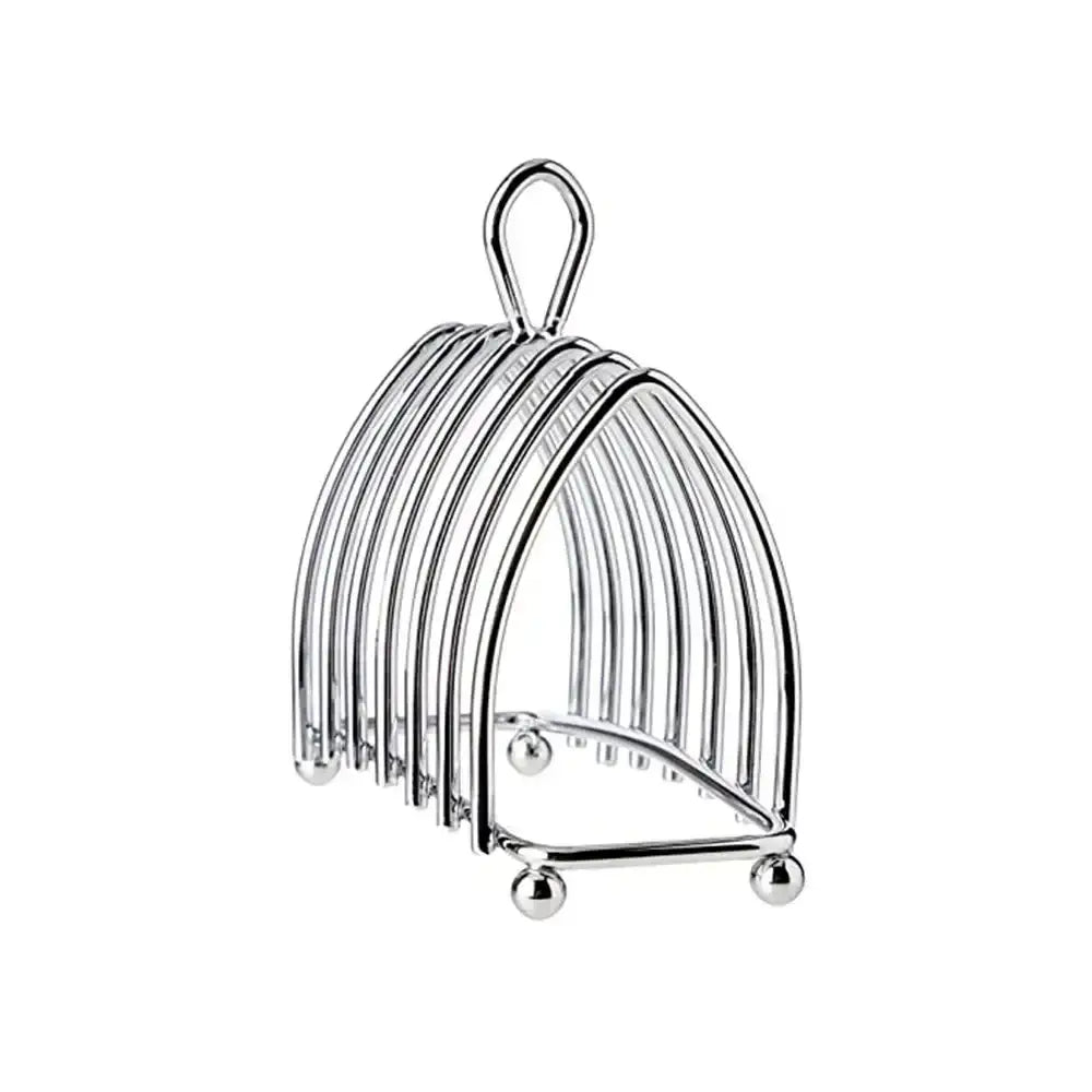 Metallic toast rack on a white background