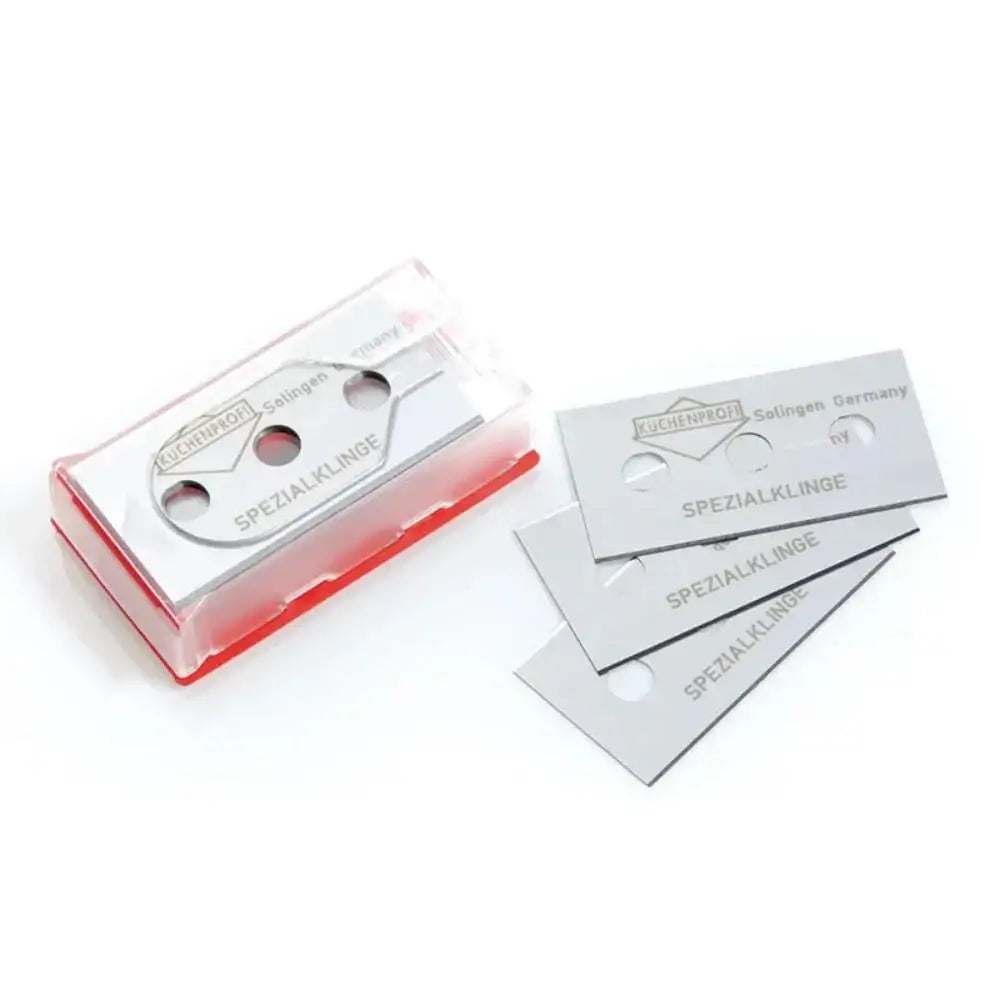 Set of razor blades with packaging on a white background