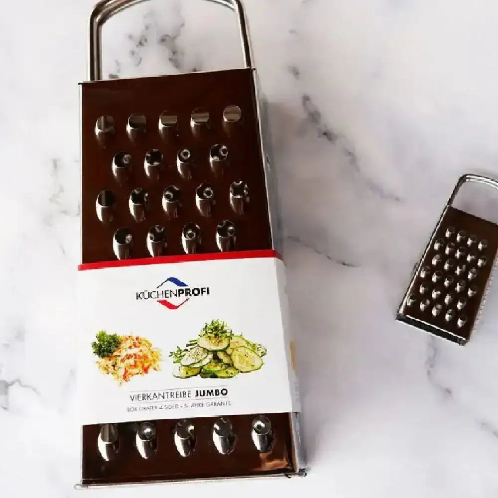 Küchenprofi box grater with packaging on a marble surface