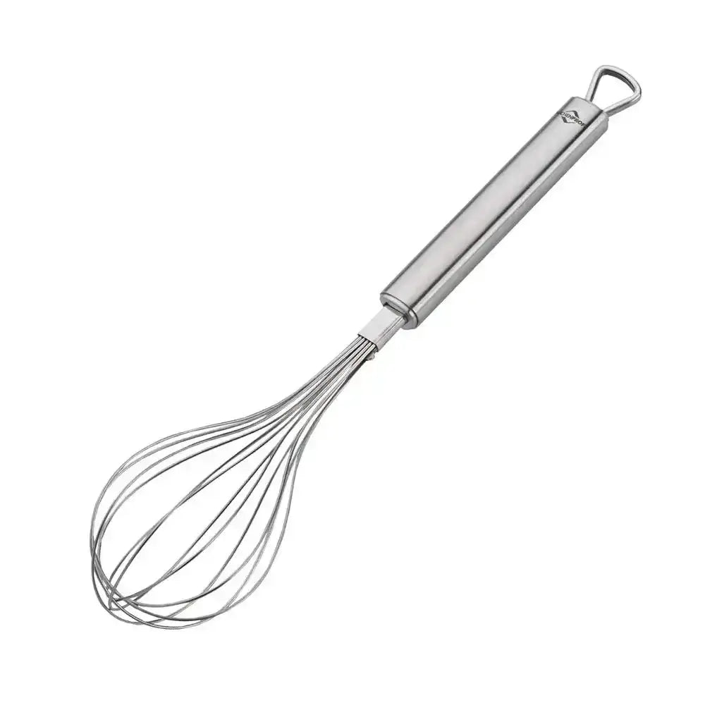 Metal whisk on a white background