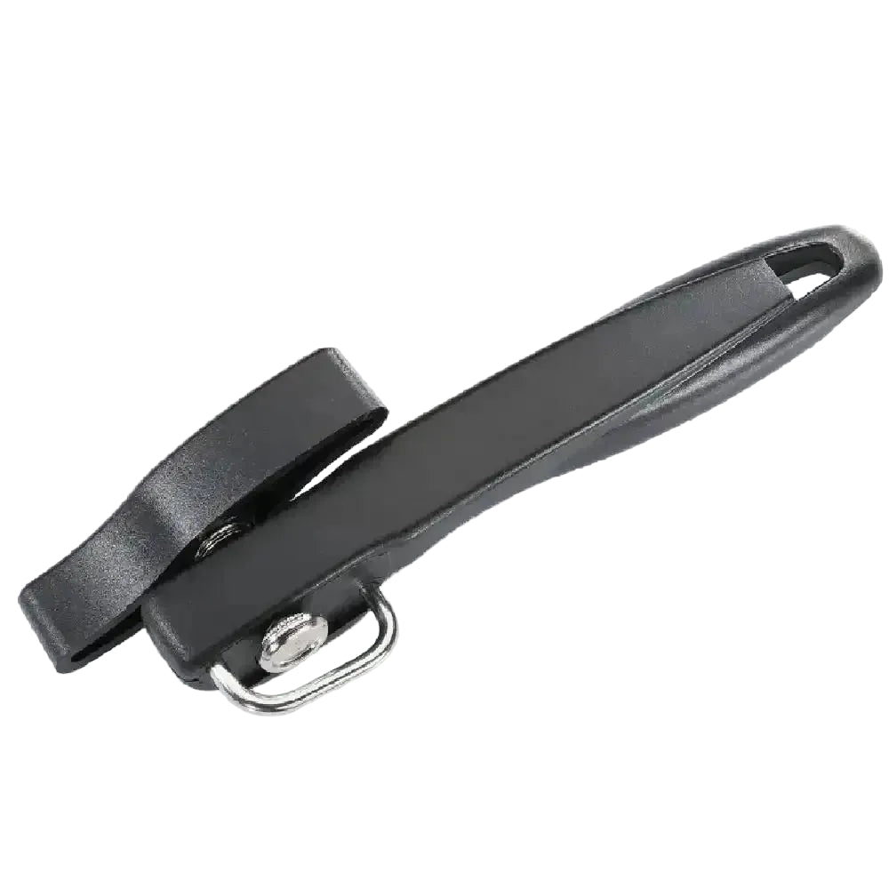 Black can opener on a white background