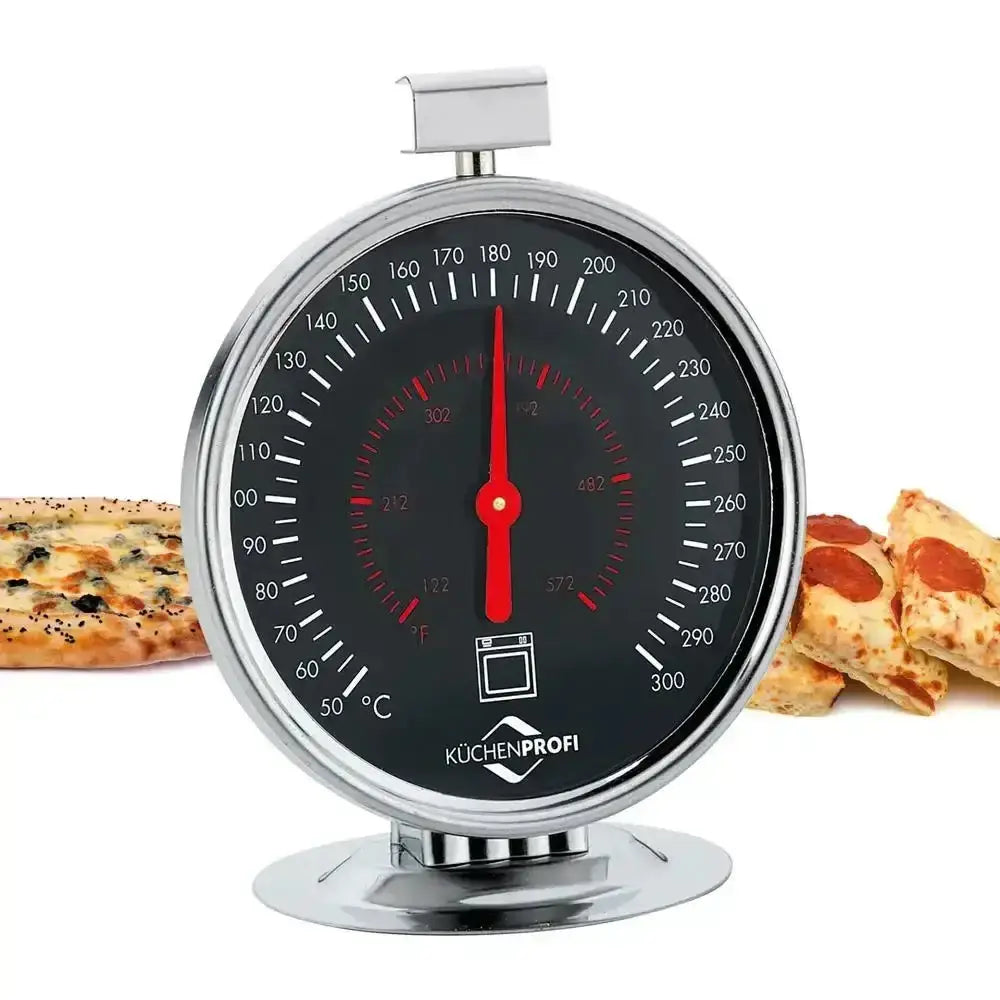 Küchenprofi thermometer with pizzas in the background