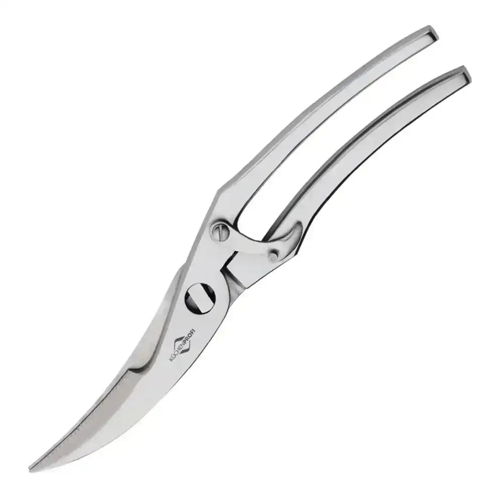 Pair of silver garden shears on a white background