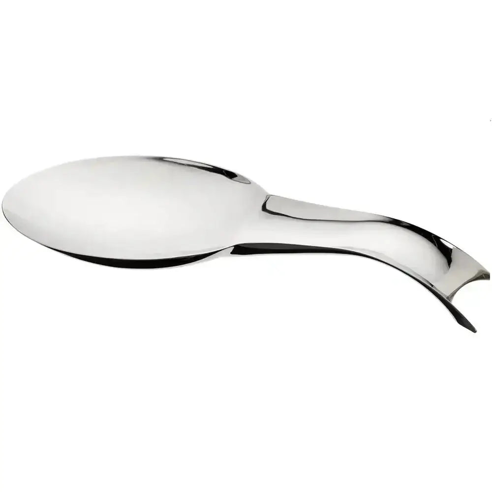 Silver spoon rest on a white background