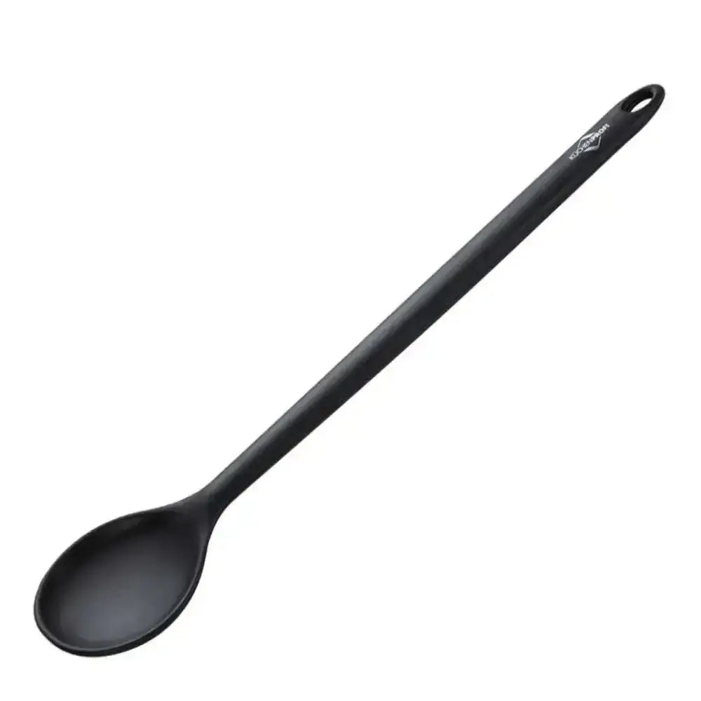 Black spoon on a white background